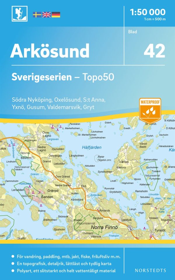 42 Arkösund Sverigeserien Topo50 : Skala 1:50 000 Fashion