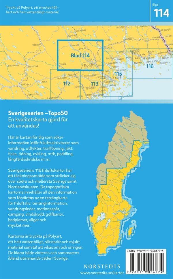 114 Boden Sverigeserien Topo50 : Skala 1:50 000 Cheap